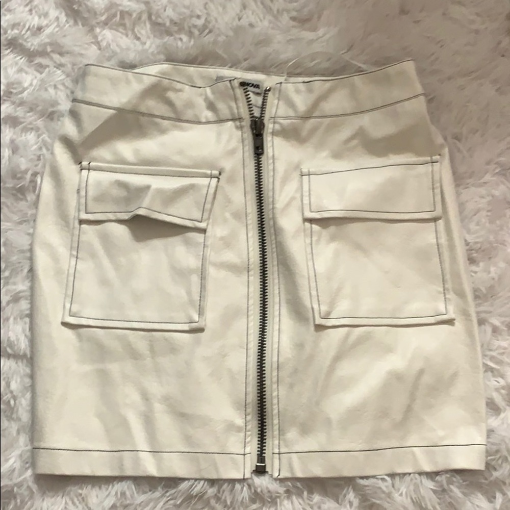 Fashionnova white faux leather skirt
